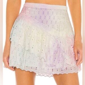 Loveshackfancy Tie Dye Eyelet Mini Skirt
